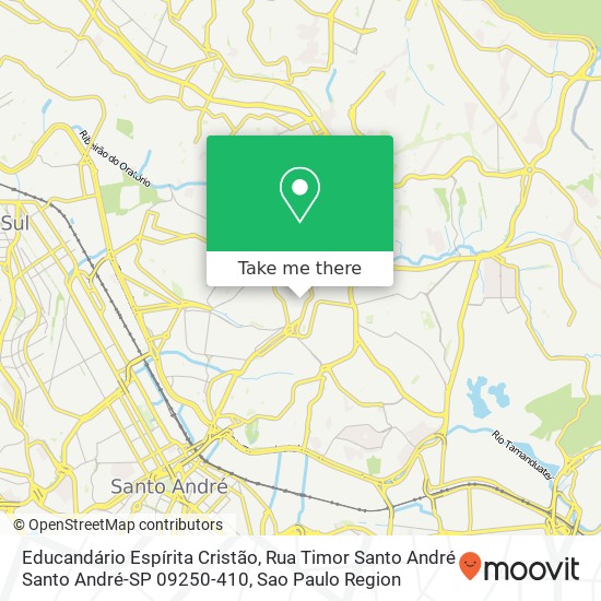 Mapa Educandário Espírita Cristão, Rua Timor Santo André Santo André-SP 09250-410