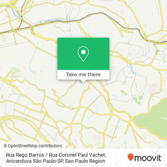 Mapa Rua Rego Barros / Rua Coronel Paul Vachet, Aricanduva São Paulo-SP