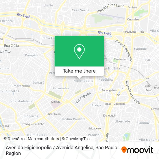 Mapa Avenida Higienópolis / Avenida Angélica