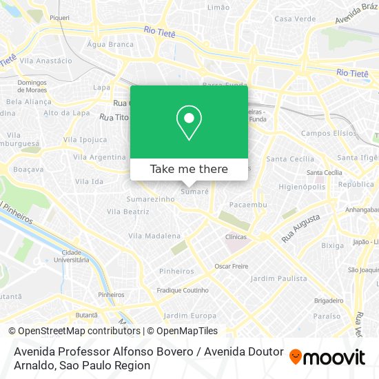 Mapa Avenida Professor Alfonso Bovero / Avenida Doutor Arnaldo