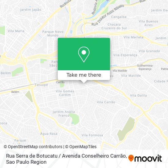 Rua Serra de Botucatu / Avenida Conselheiro Carrão map