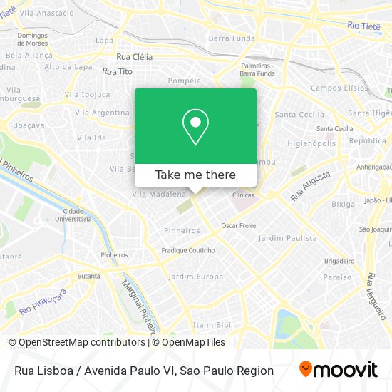 Mapa Rua Lisboa / Avenida Paulo VI