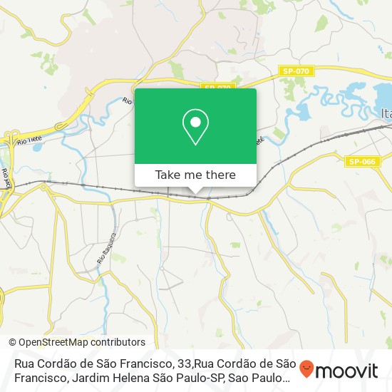 Mapa Rua Cordão de São Francisco, 33,Rua Cordão de São Francisco, Jardim Helena São Paulo-SP
