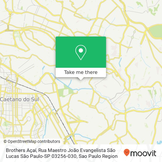 Mapa Brothers Açaí, Rua Maestro João Evangelista São Lucas São Paulo-SP 03256-030