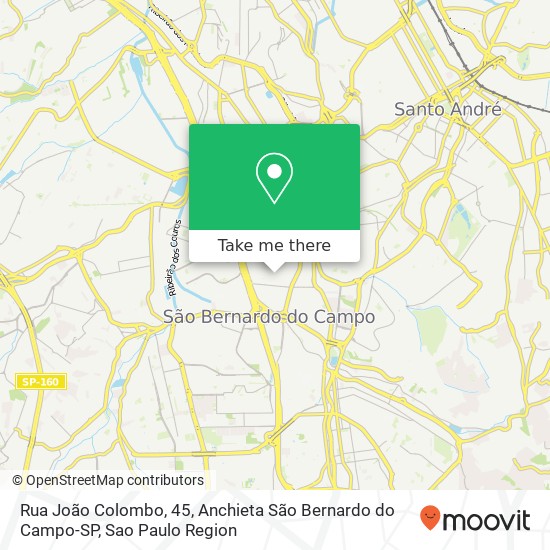 Mapa Rua João Colombo, 45, Anchieta São Bernardo do Campo-SP