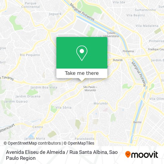 Mapa Avenida Eliseu de Almeida / Rua Santa Albina