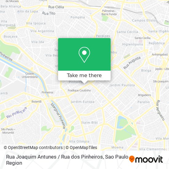 Mapa Rua Joaquim Antunes / Rua dos Pinheiros