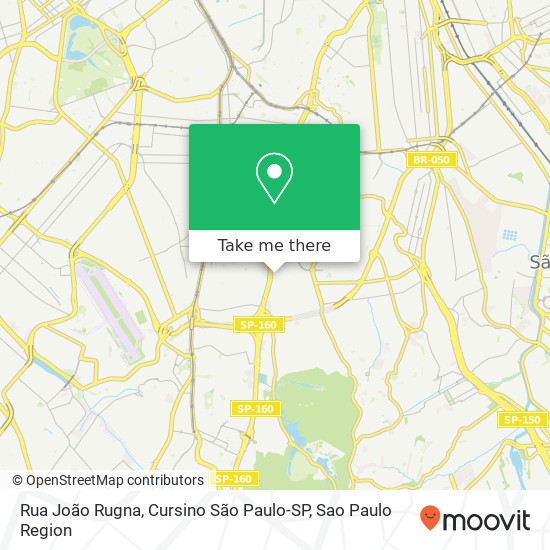 Mapa Rua João Rugna, Cursino São Paulo-SP