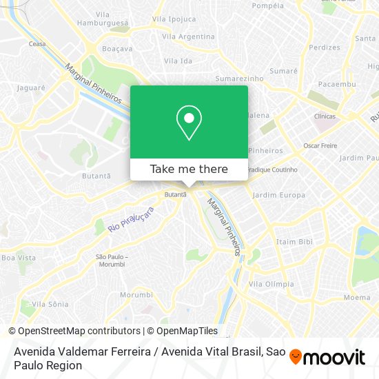 Mapa Avenida Valdemar Ferreira / Avenida Vital Brasil