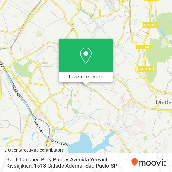 Mapa Bar E Lanches Pety Poopy, Avenida Yervant Kissajikian, 1518 Cidade Ademar São Paulo-SP 04657-001