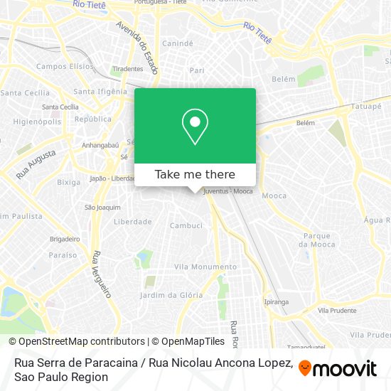 Mapa Rua Serra de Paracaina / Rua Nicolau Ancona Lopez