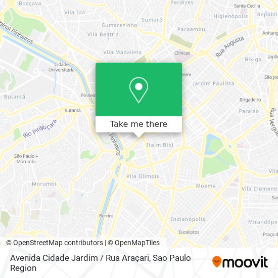 Mapa Avenida Cidade Jardim / Rua Araçari