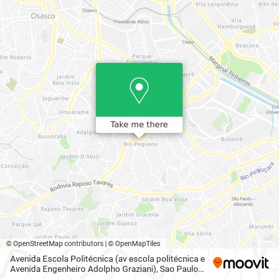 Mapa Avenida Escola Politécnica (av escola politécnica e Avenida Engenheiro Adolpho Graziani)