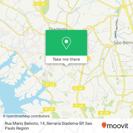 Mapa Rua Mario Beixoto, 14, Serraria Diadema-SP