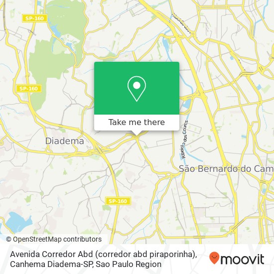 Mapa Avenida Corredor Abd (corredor abd piraporinha), Canhema Diadema-SP
