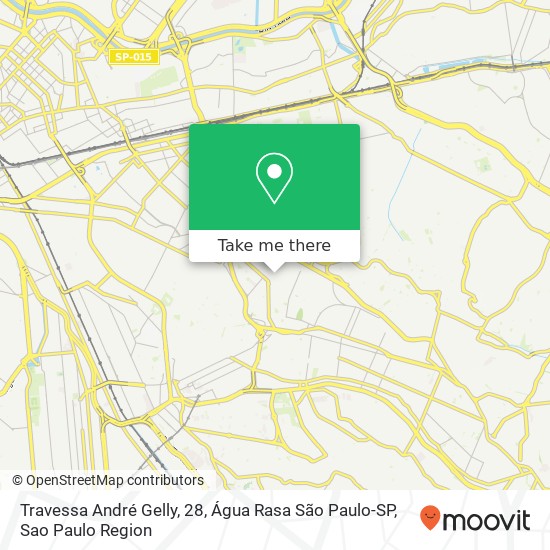 Mapa Travessa André Gelly, 28, Água Rasa São Paulo-SP