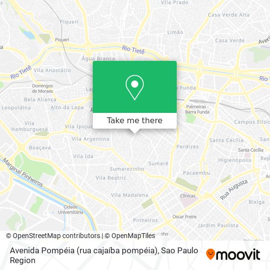 Avenida Pompéia (rua cajaíba pompéia) map