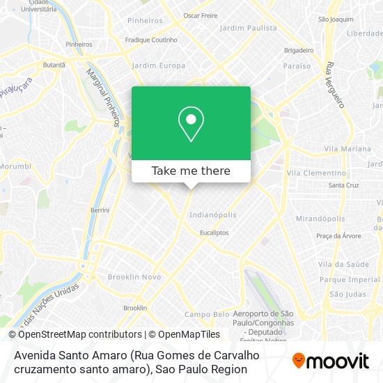 Mapa Avenida Santo Amaro (Rua Gomes de Carvalho cruzamento santo amaro)