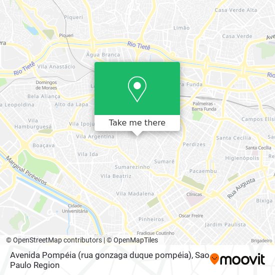 Mapa Avenida Pompéia (rua gonzaga duque pompéia)