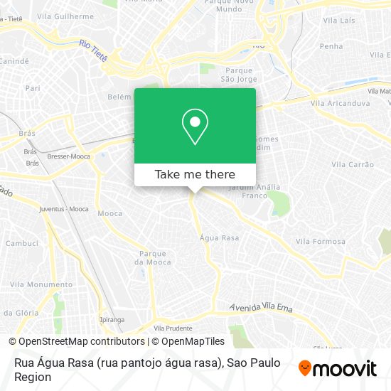 Mapa Rua Água Rasa (rua pantojo água rasa)