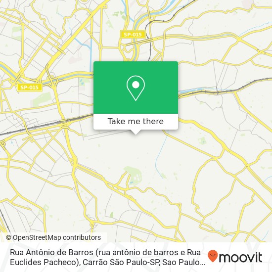Mapa Rua Antônio de Barros (rua antônio de barros e Rua Euclides Pacheco), Carrão São Paulo-SP
