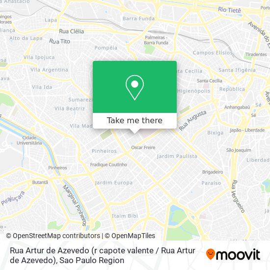 Mapa Rua Artur de Azevedo (r capote valente / Rua Artur de Azevedo)