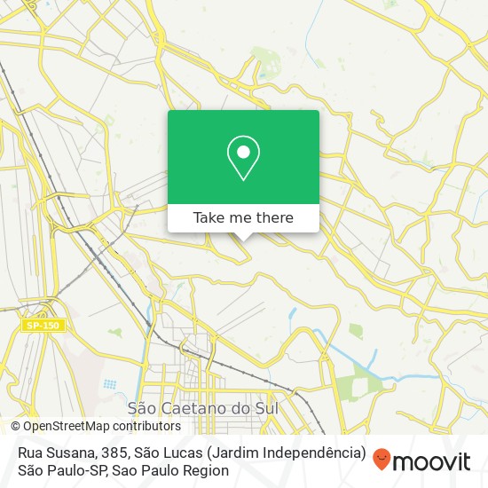 Mapa Rua Susana, 385, São Lucas (Jardim Independência) São Paulo-SP