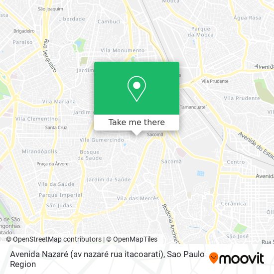 Avenida Nazaré (av nazaré rua itacoarati) map