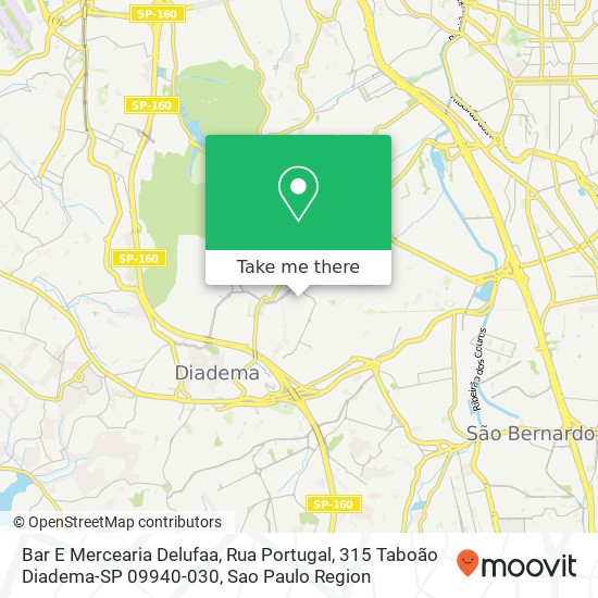 Mapa Bar E Mercearia Delufaa, Rua Portugal, 315 Taboão Diadema-SP 09940-030