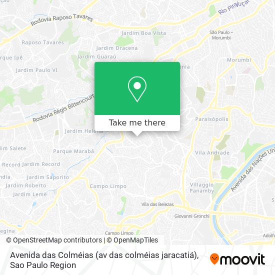 Mapa Avenida das Colméias (av das colméias jaracatiá)