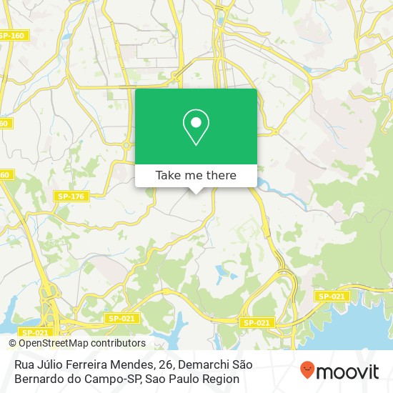 Mapa Rua Júlio Ferreira Mendes, 26, Demarchi São Bernardo do Campo-SP