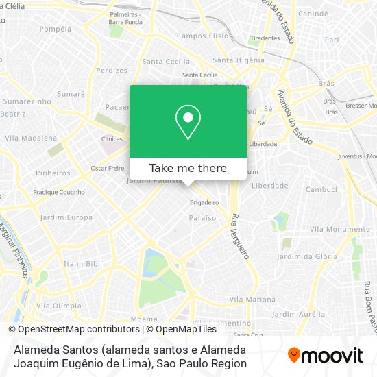 Mapa Alameda Santos (alameda santos e Alameda Joaquim Eugênio de Lima)