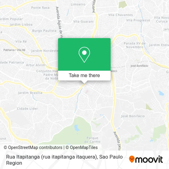Rua Itapitanga (rua itapitanga itaquera) map