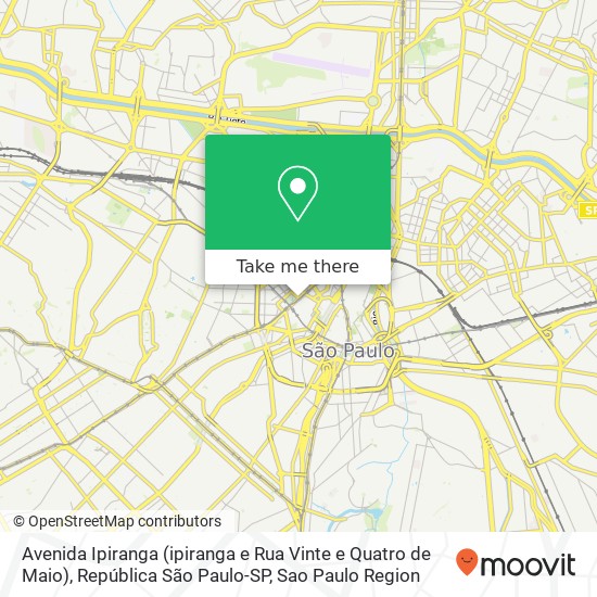 Mapa Avenida Ipiranga (ipiranga e Rua Vinte e Quatro de Maio), República São Paulo-SP
