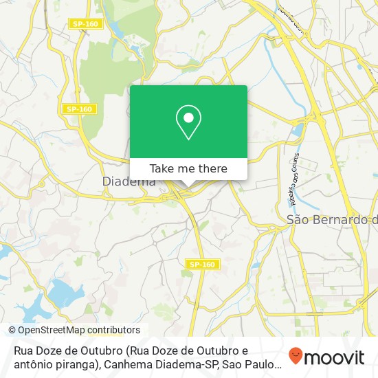 Mapa Rua Doze de Outubro (Rua Doze de Outubro e antônio piranga), Canhema Diadema-SP