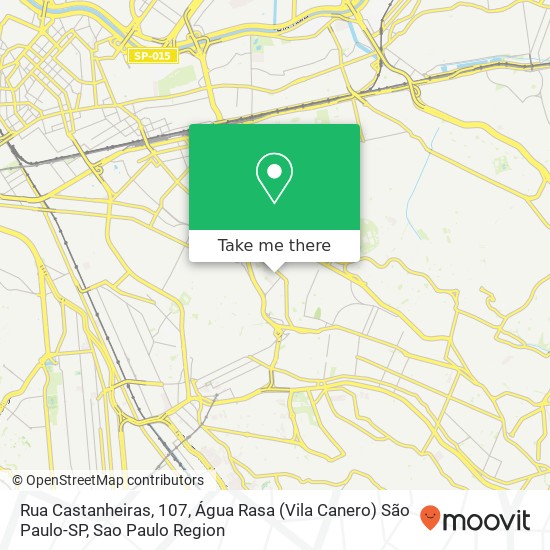 Mapa Rua Castanheiras, 107, Água Rasa (Vila Canero) São Paulo-SP