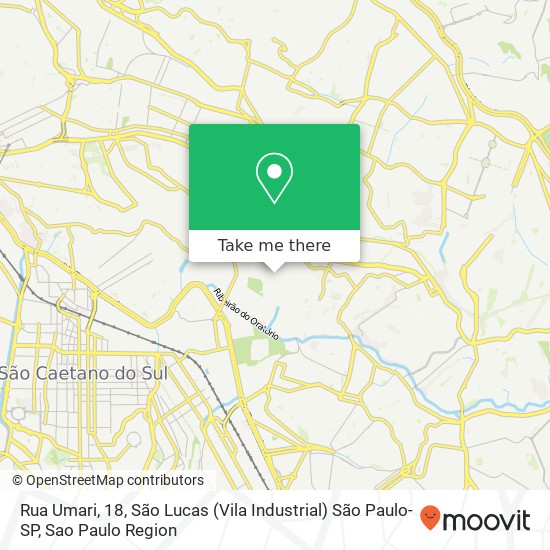 Rua Umari, 18, São Lucas (Vila Industrial) São Paulo-SP map