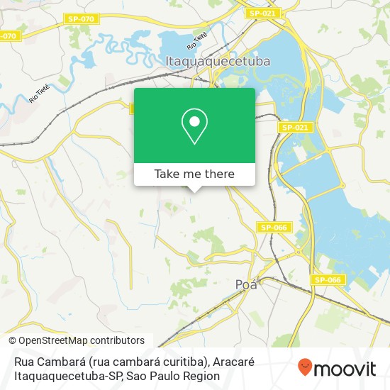 Rua Cambará (rua cambará curitiba), Aracaré Itaquaquecetuba-SP map