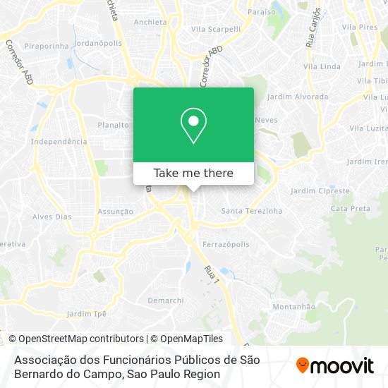 Associação dos Funcionários Públicos de São Bernardo do Campo map