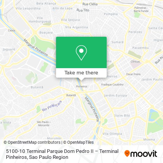 Mapa 5100-10 Terminal Parque Dom Pedro II – Terminal Pinheiros