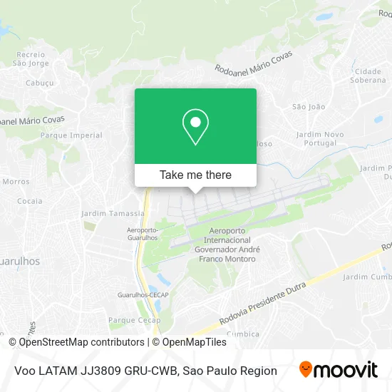 Voo LATAM JJ3809 GRU-CWB map
