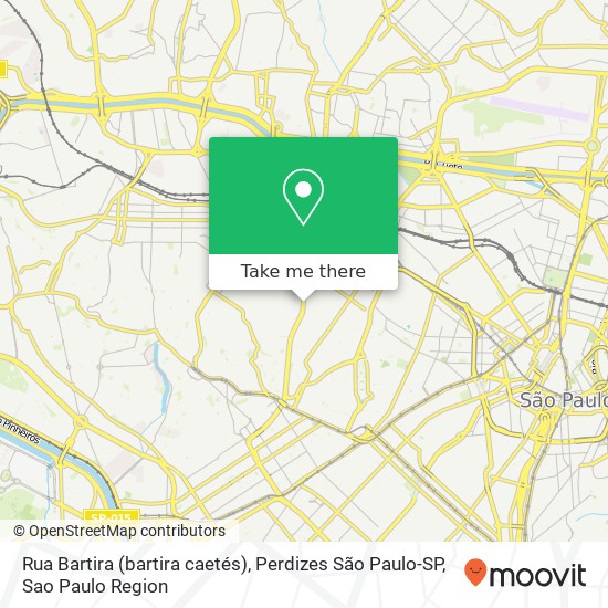 Mapa Rua Bartira (bartira caetés), Perdizes São Paulo-SP