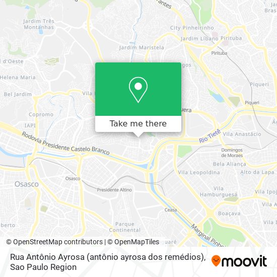 Mapa Rua Antônio Ayrosa (antônio ayrosa dos remédios)