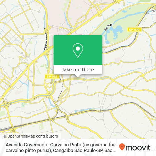 Mapa Avenida Governador Carvalho Pinto (av governador carvalho pinto purua), Cangaíba São Paulo-SP