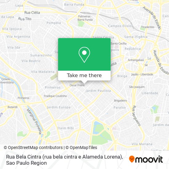 Mapa Rua Bela Cintra (rua bela cintra e Alameda Lorena)