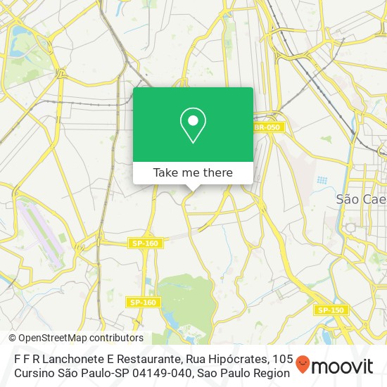 Mapa F F R Lanchonete E Restaurante, Rua Hipócrates, 105 Cursino São Paulo-SP 04149-040