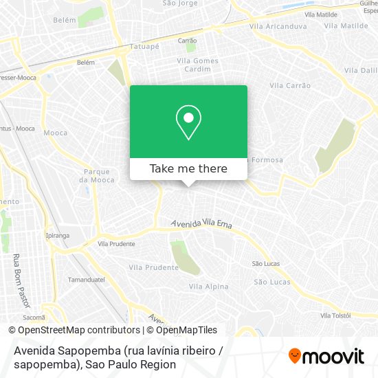 Mapa Avenida Sapopemba (rua lavínia ribeiro / sapopemba)
