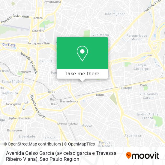 Mapa Avenida Celso Garcia (av celso garcia e Travessa Ribeiro Viana)