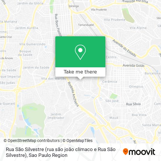 Mapa Rua São Silvestre (rua são joão clímaco e Rua São Silvestre)