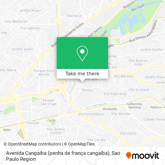 Mapa Avenida Cangaíba (penha de frança cangaíba)